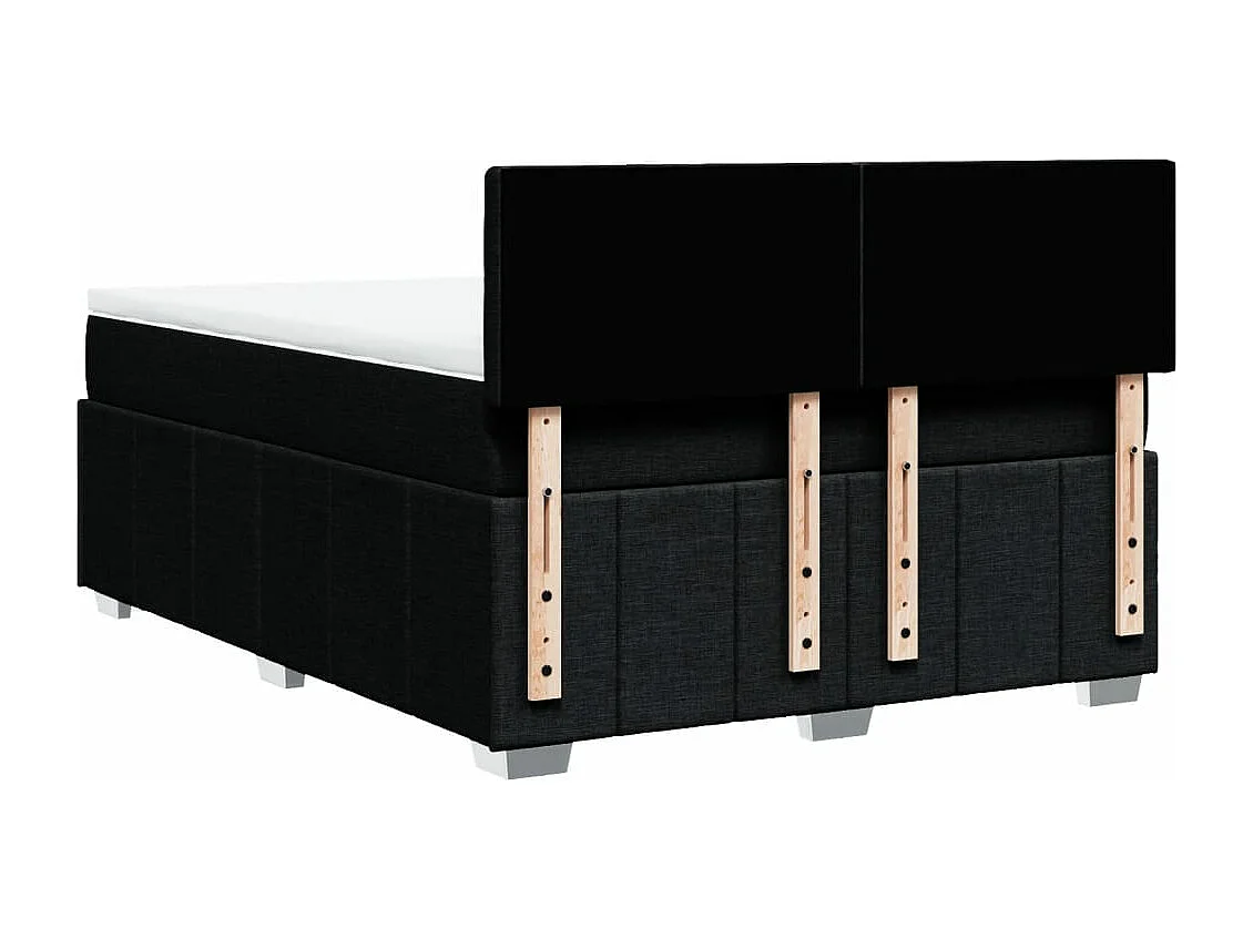 Sommier à lattes de lit avec matelas Noir 140x190 cm Tissu