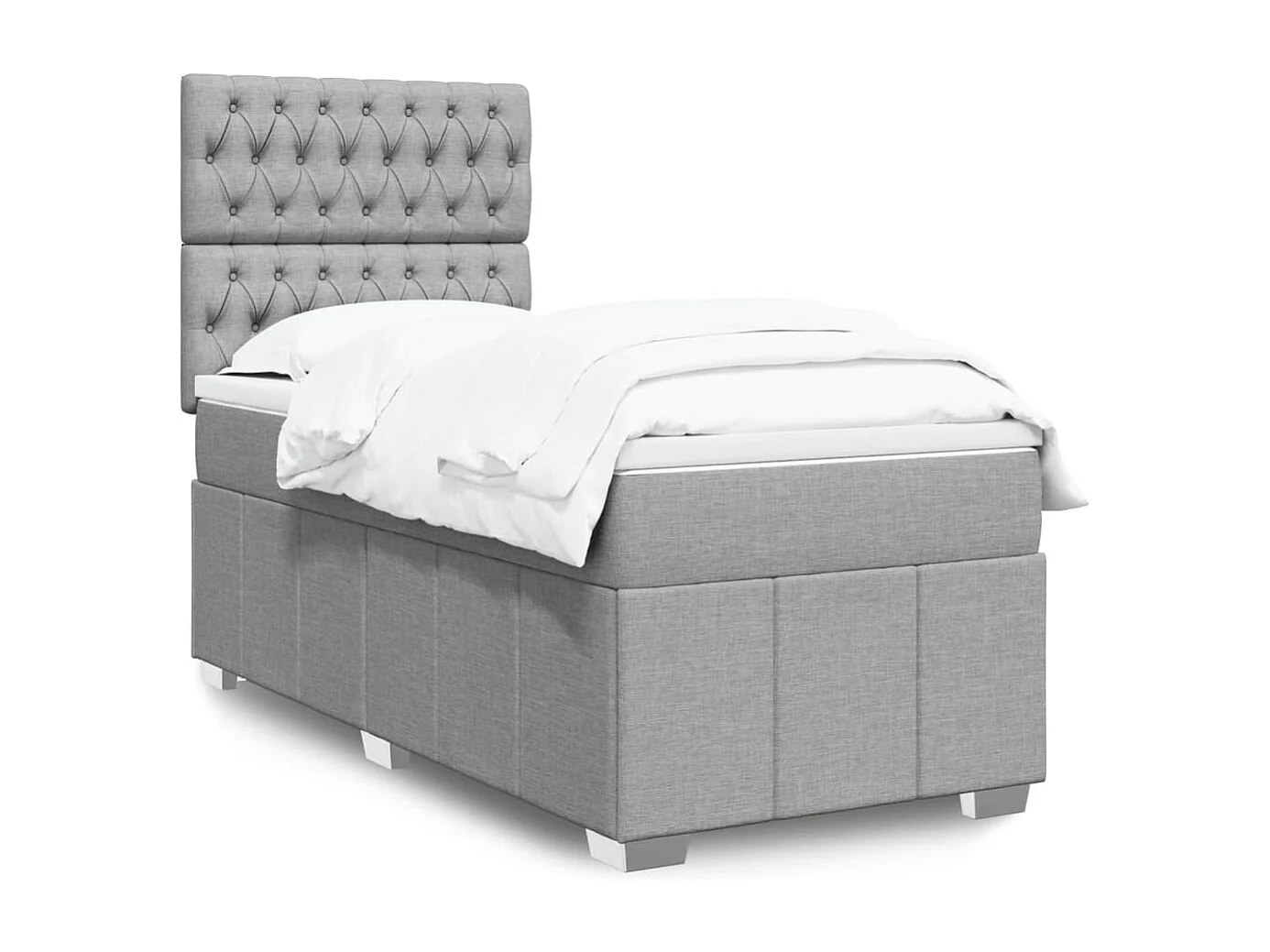 Sommier à lattes de lit et matelas Gris clair 90x190 cm Tissu