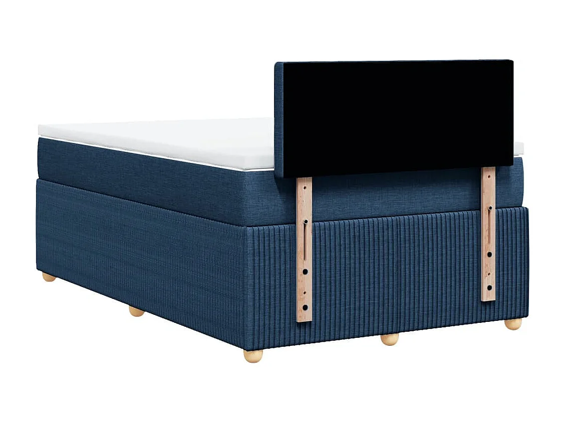 Cama box spring con colchón tela azul 120x200 cm