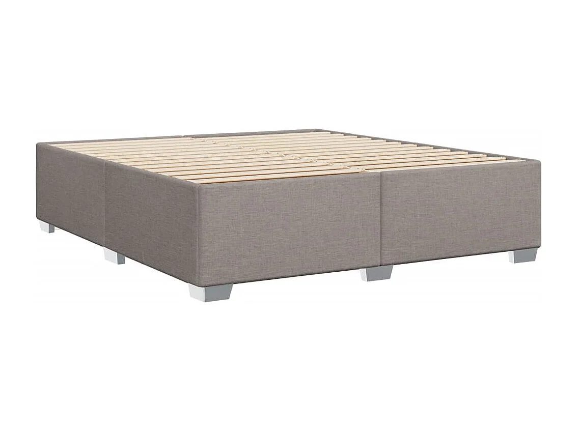 Cama box spring con colchón tela gris taupe 180x200 cm