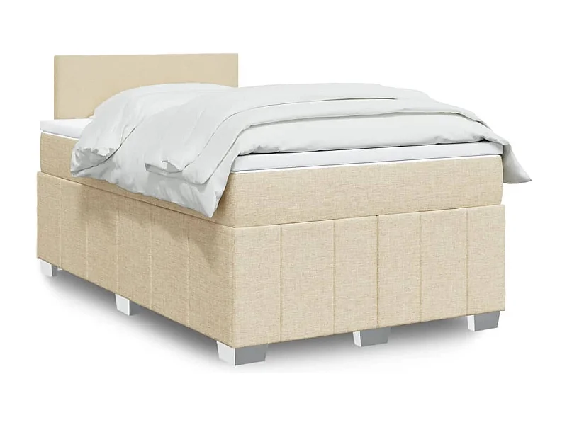 Cama box spring con colchón tela color crema 120x200 cm
