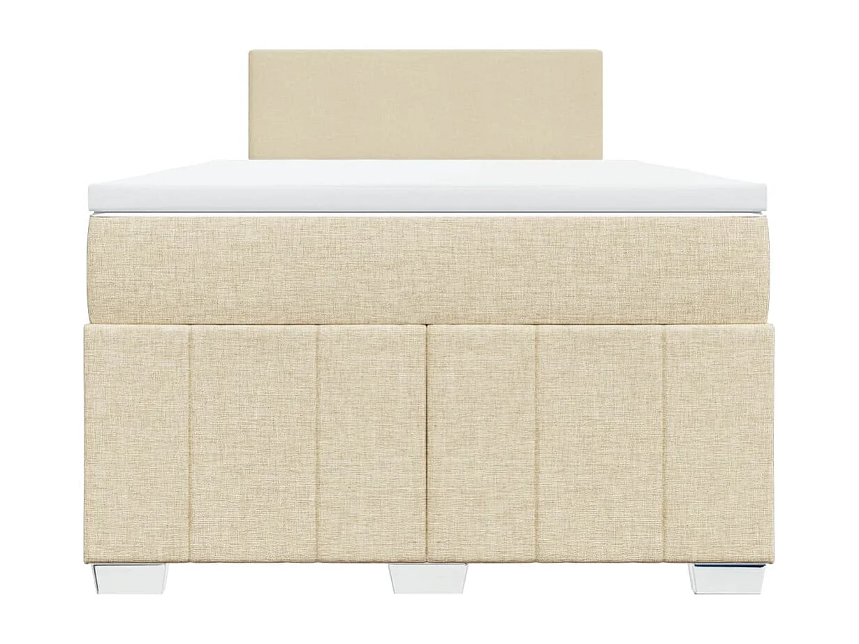 Cama box spring con colchón tela color crema 120x200 cm