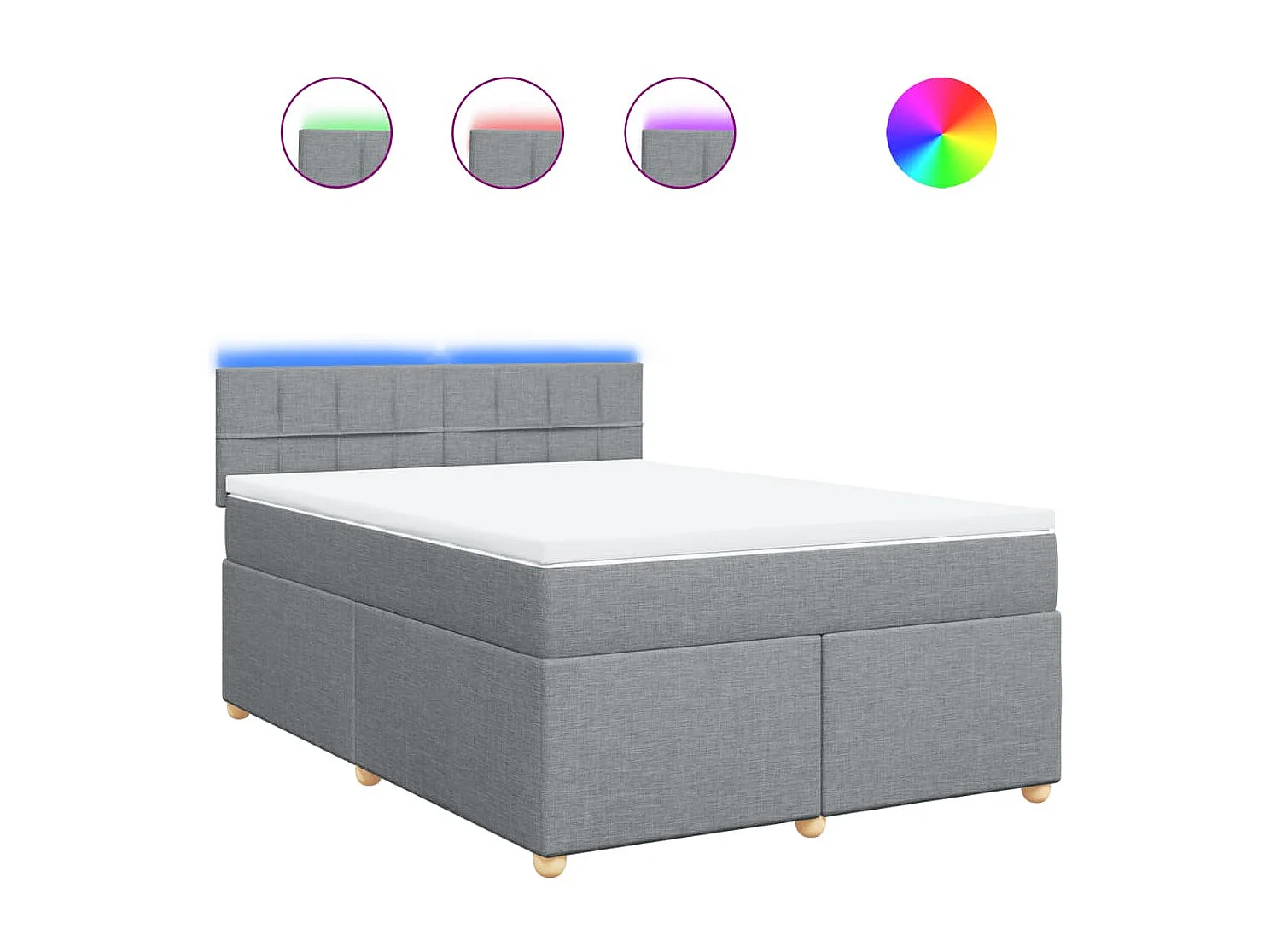 Boxspring met matras stof lichtgrijs 140x200 cm