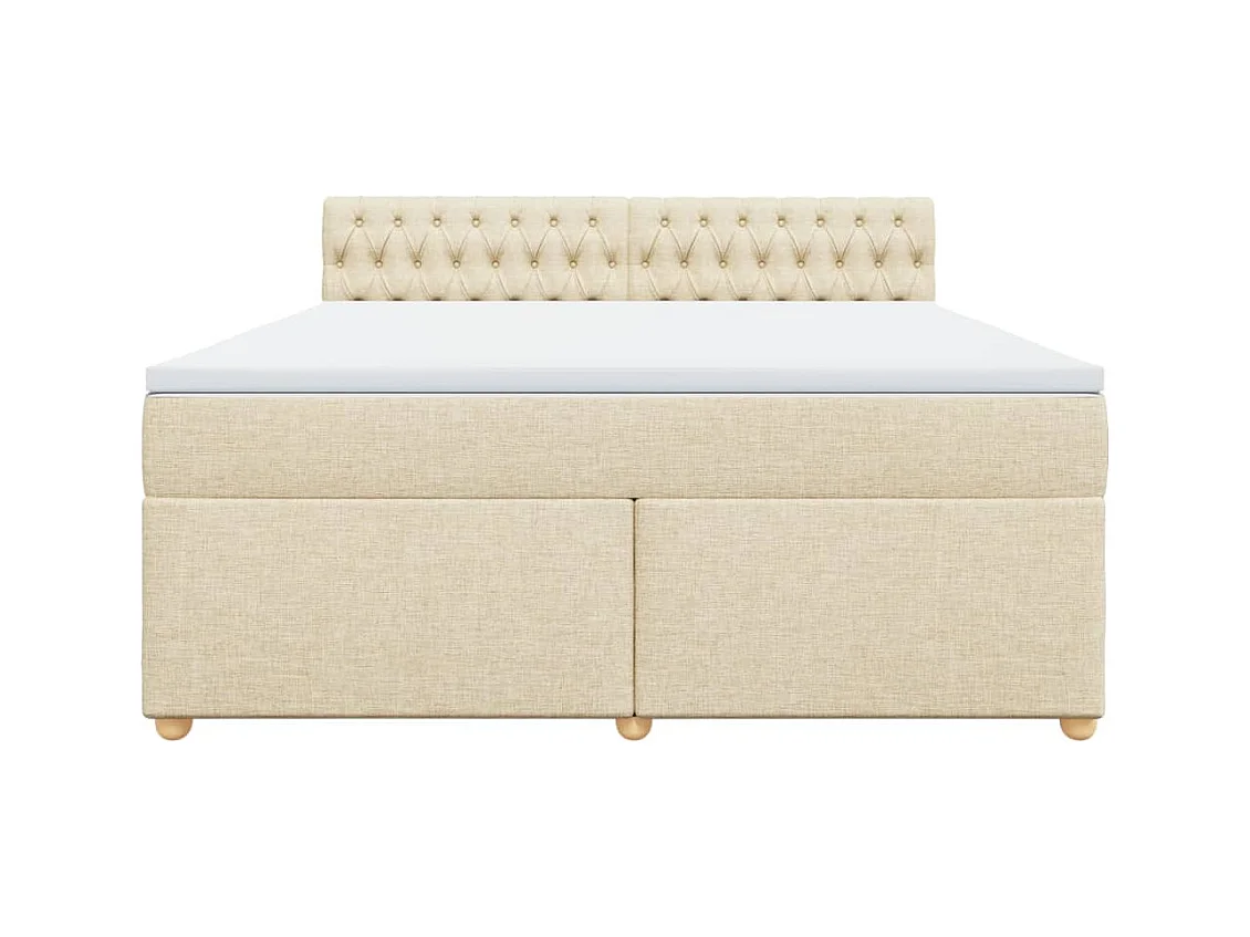 Cama box spring con colchón tela color crema 180x200 cm