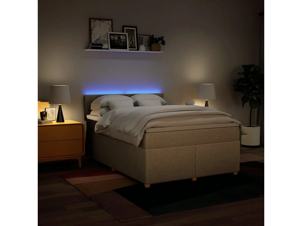 Sommier à lattes de lit avec matelas Crème 140x200 cm Tissu