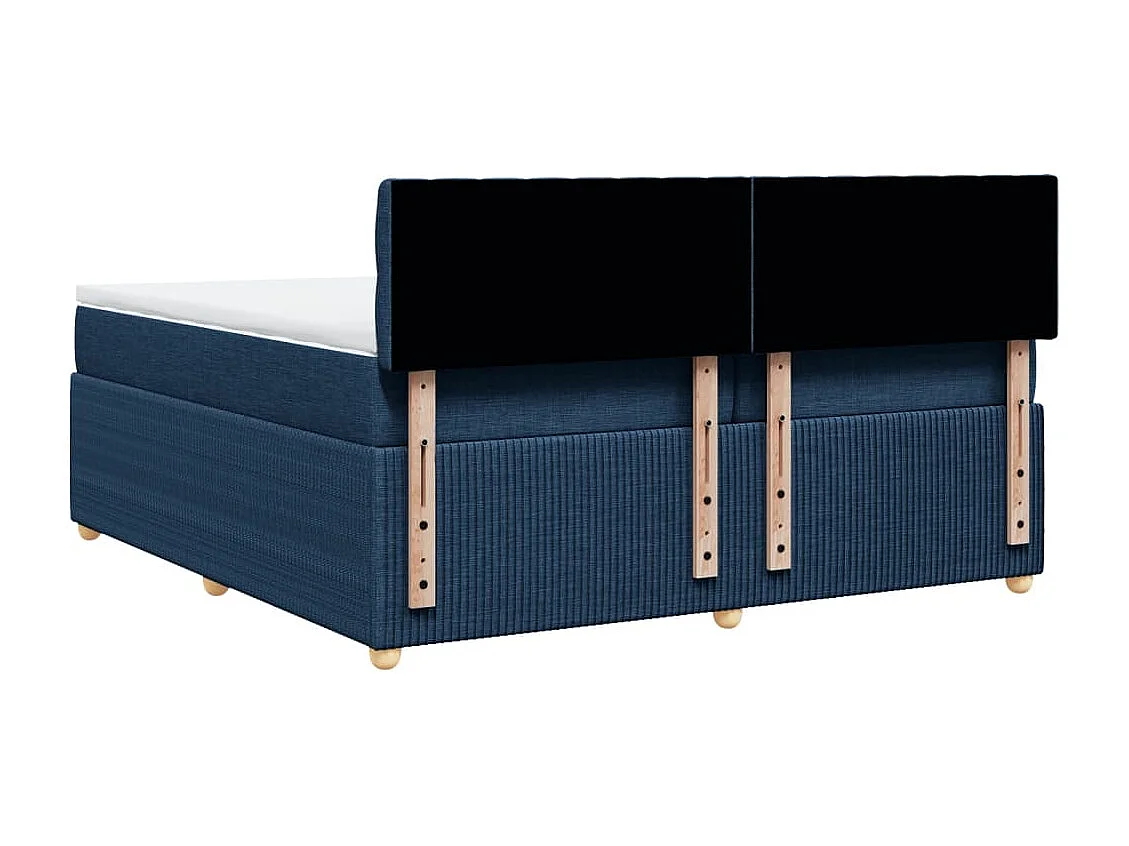 Cama box spring con colchón tela azul 200x200 cm