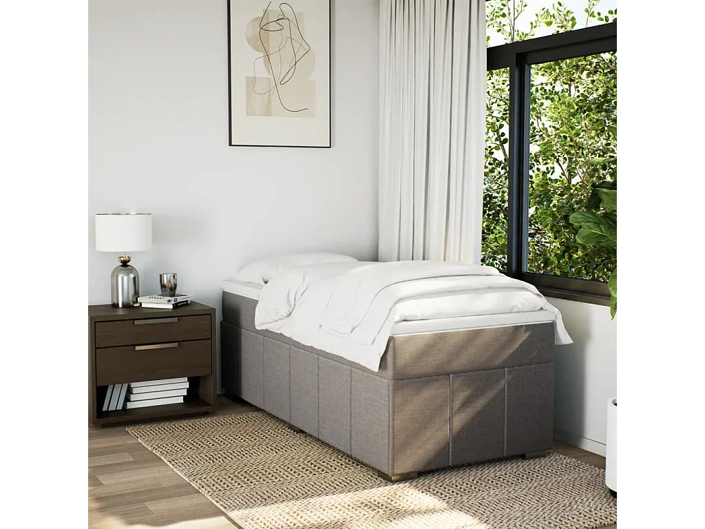Sommier à lattes de lit avec matelas Taupe 100x200 cm Tissu