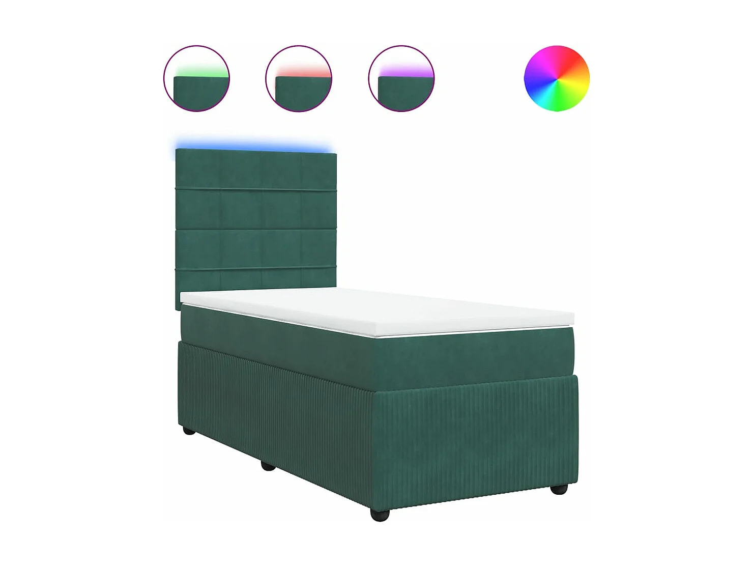 Cama com molas/colchão 90x190 cm veludo verde-escuro