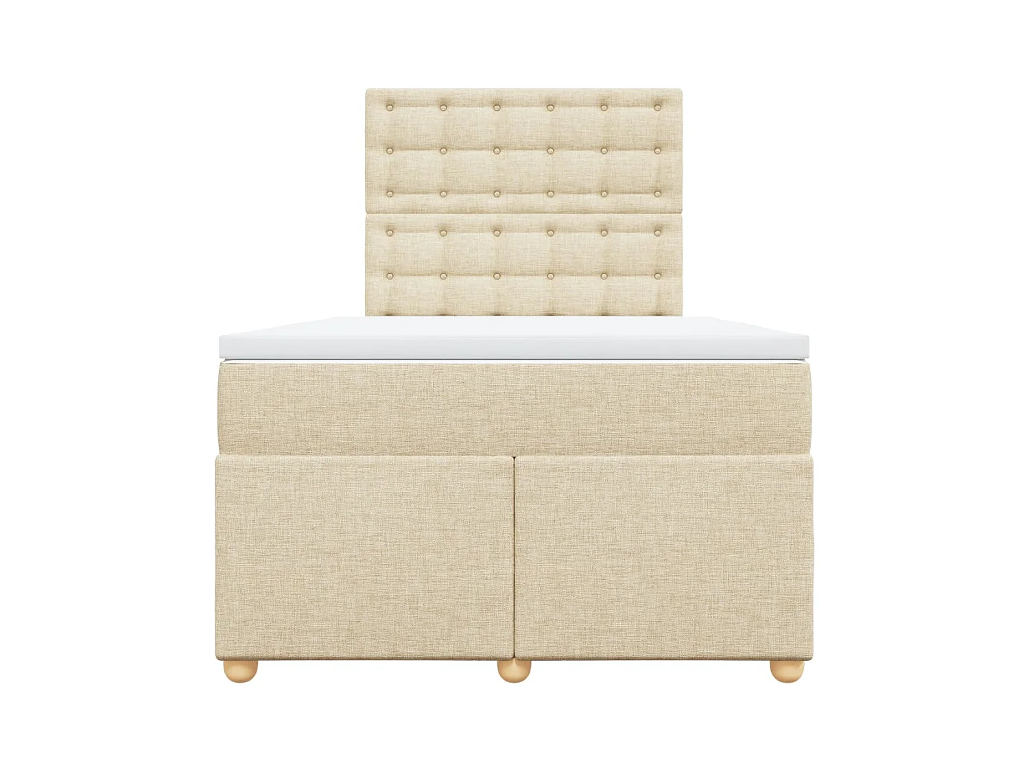 Cama box spring con colchón tela color crema 120x190 cm