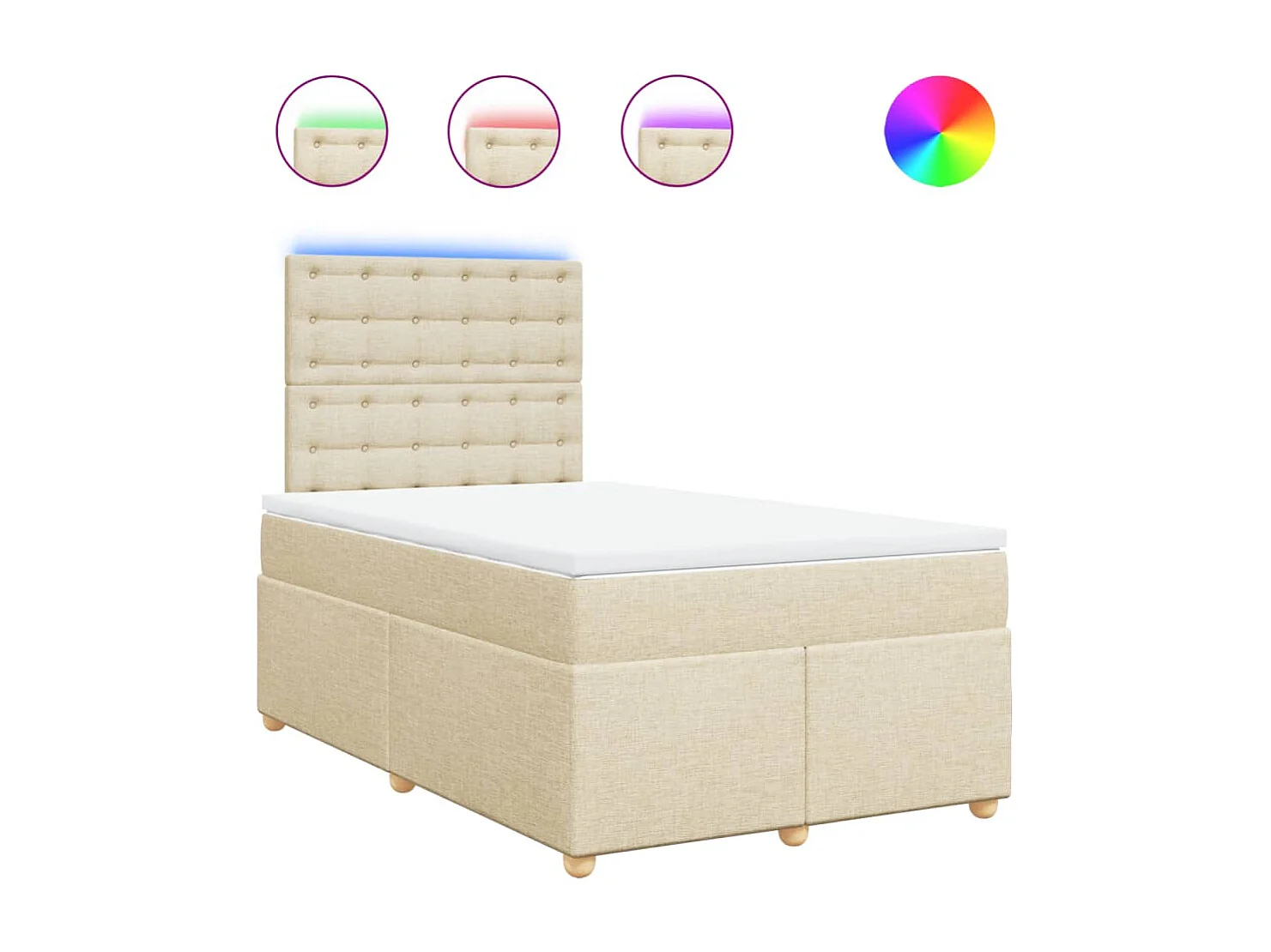 Sommier à lattes de lit avec matelas crème 120x190 cm tissu