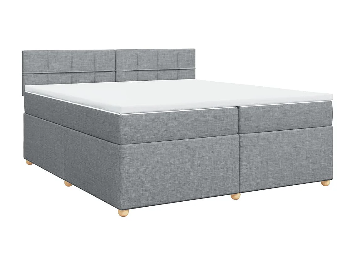 Cama box spring con colchón tela gris claro 200x200 cm