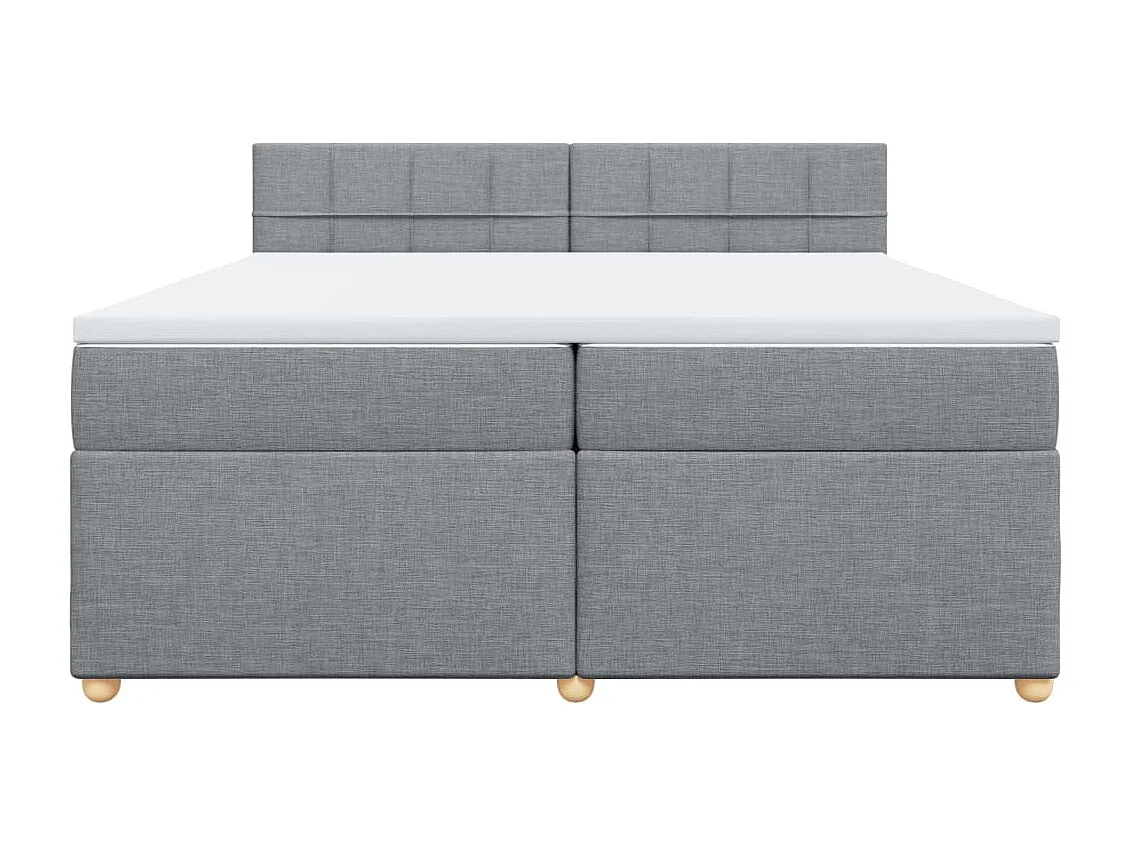 Cama box spring con colchón tela gris claro 200x200 cm