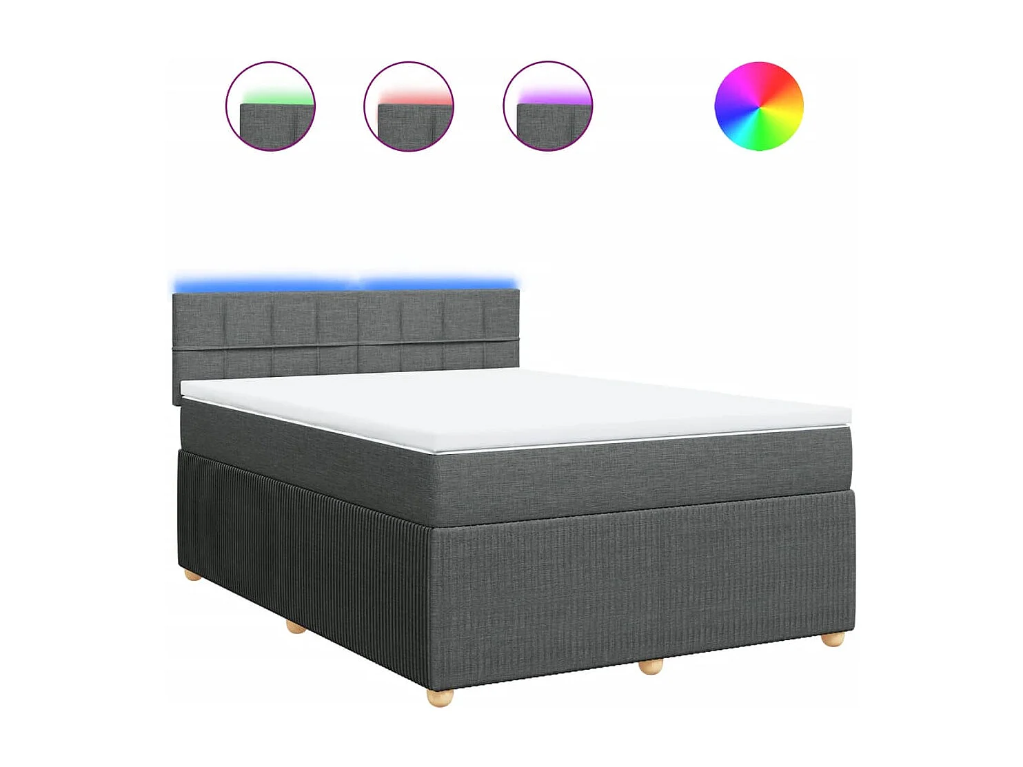 Sommier à lattes de lit avec matelas Gris foncé 140x200cm Tissu