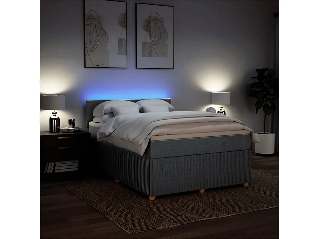 Sommier à lattes de lit avec matelas Gris foncé 140x200cm Tissu