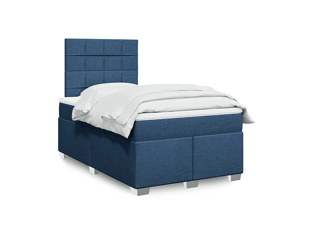 Sommier à lattes de lit avec matelas bleu 120x190 cm tissu