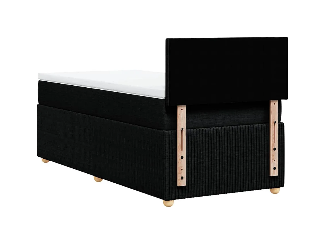 Cama box spring con colchón tela negro 80x200 cm