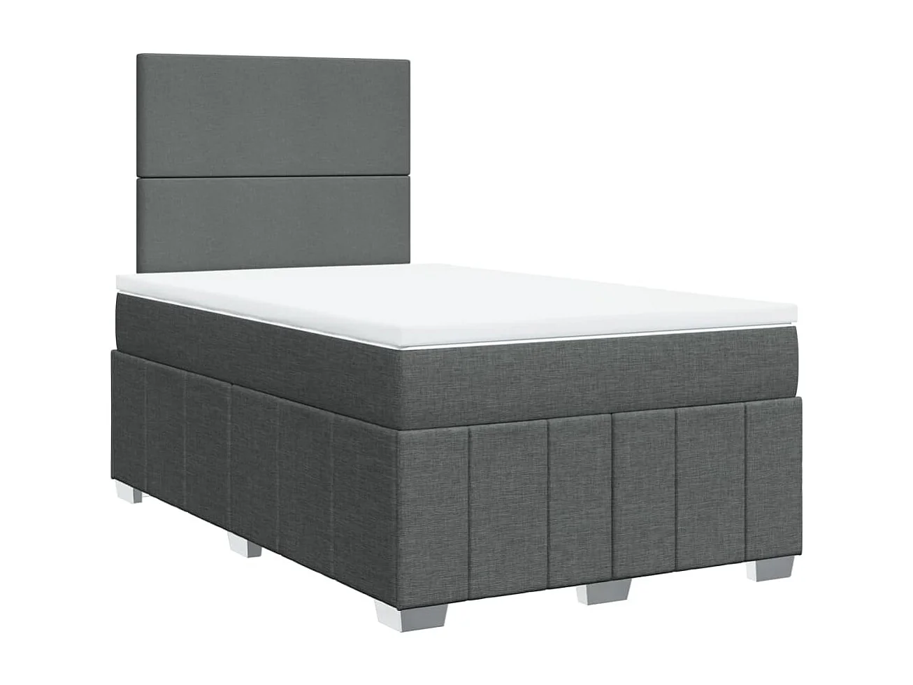Cama box spring con colchón tela gris oscuro 120x190 cm