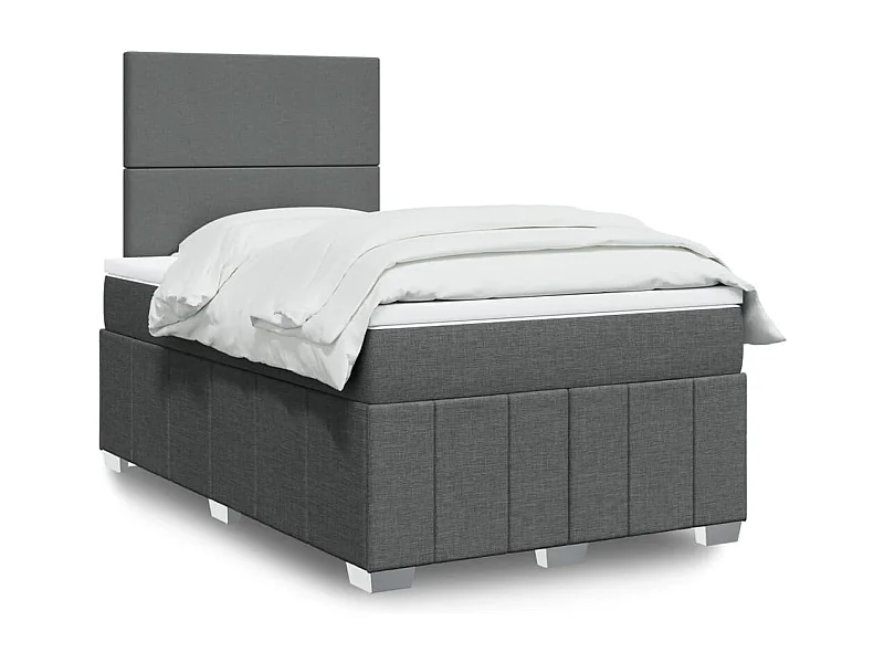 Cama boxspring com colchão 120x190 cm tecido cinzento-escuro