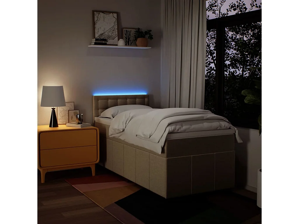 Cama com molas/colchão 80x200 cm tecido cor crème