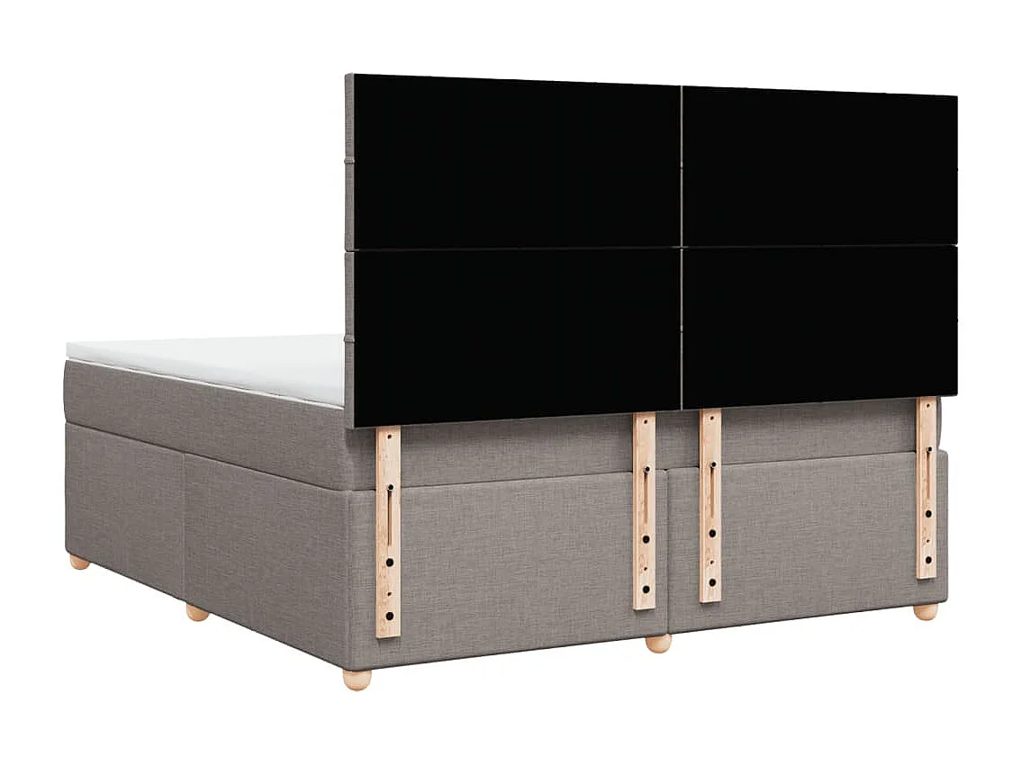 Cama box spring con colchón tela gris taupe 180x200 cm