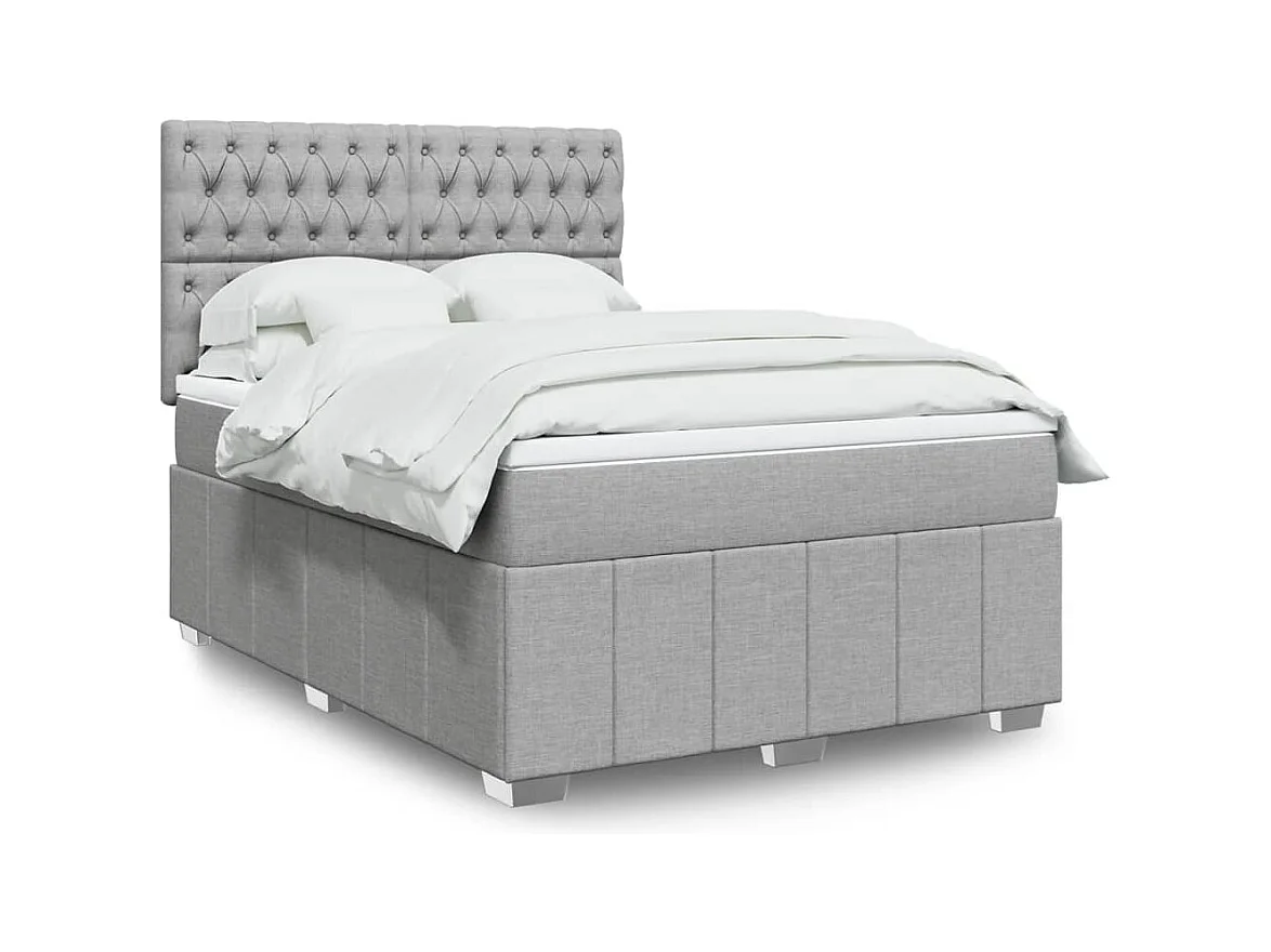 Sommier à lattes de lit avec matelas Gris clair 160x200cm Tissu