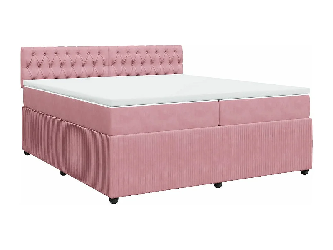 Cama box spring con colchón terciopelo rosa 200x200 cm