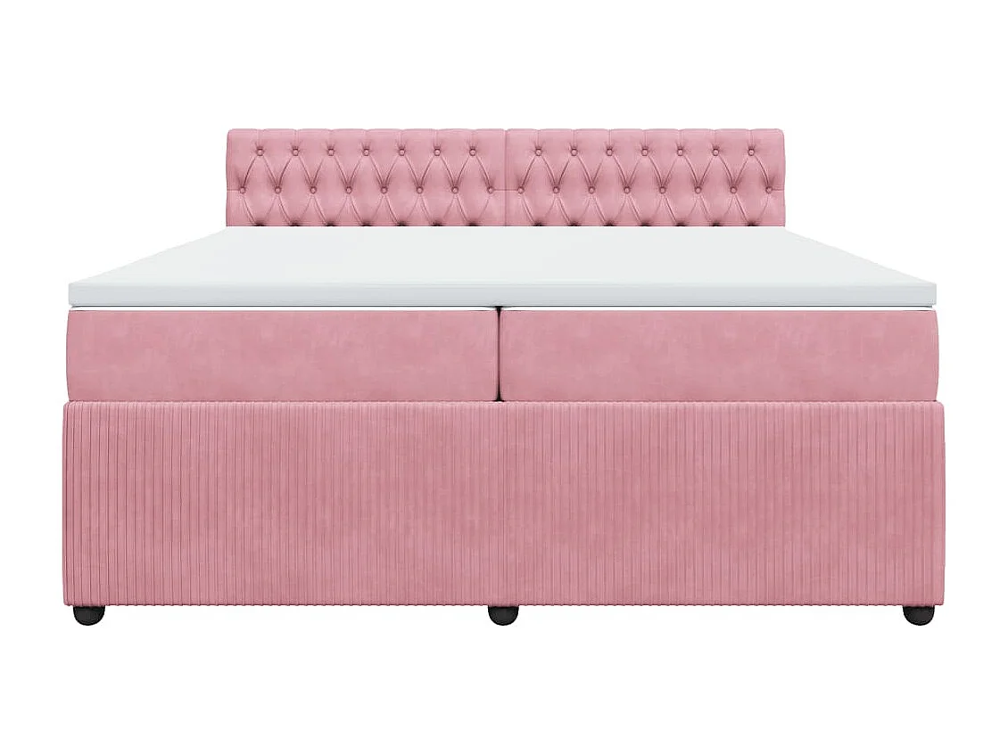 Cama box spring con colchón terciopelo rosa 200x200 cm