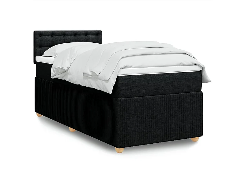 Sommier à lattes de lit et matelas Noir 80x200 cm Tissu