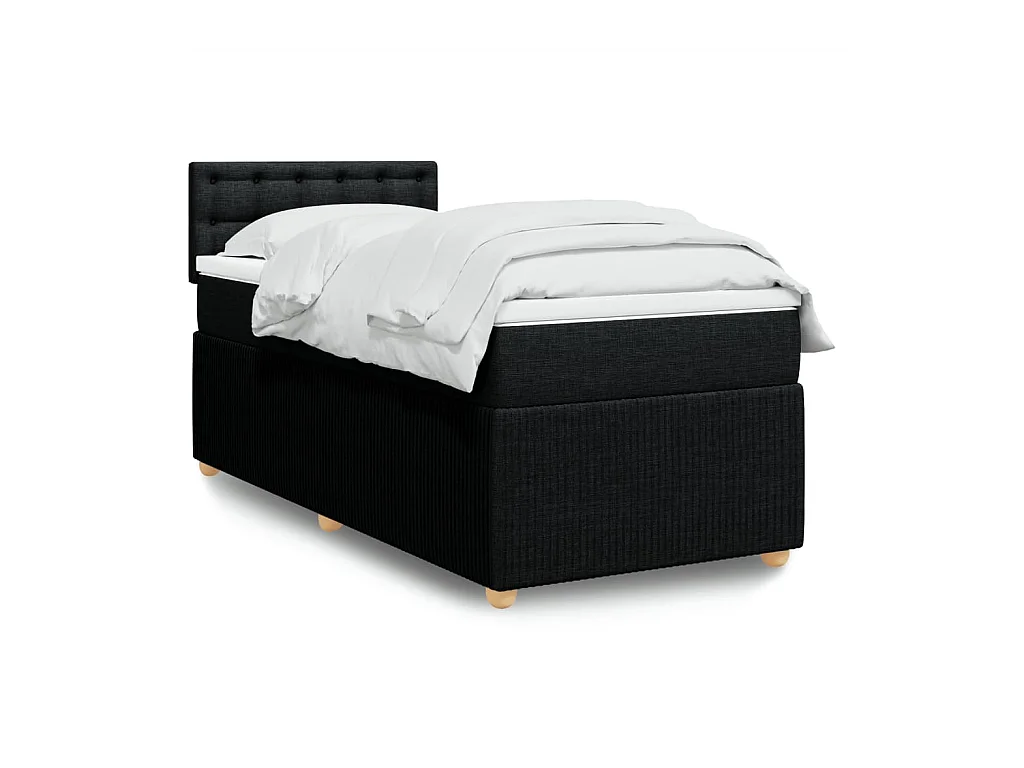 Sommier à lattes de lit et matelas Noir 80x200 cm Tissu