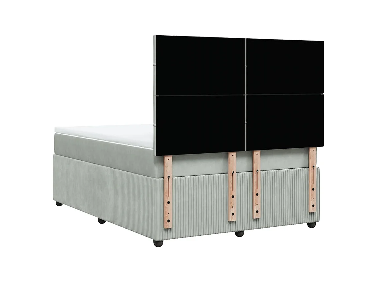 Sommier à lattes de lit et matelas Gris clair 160x200cm Velours