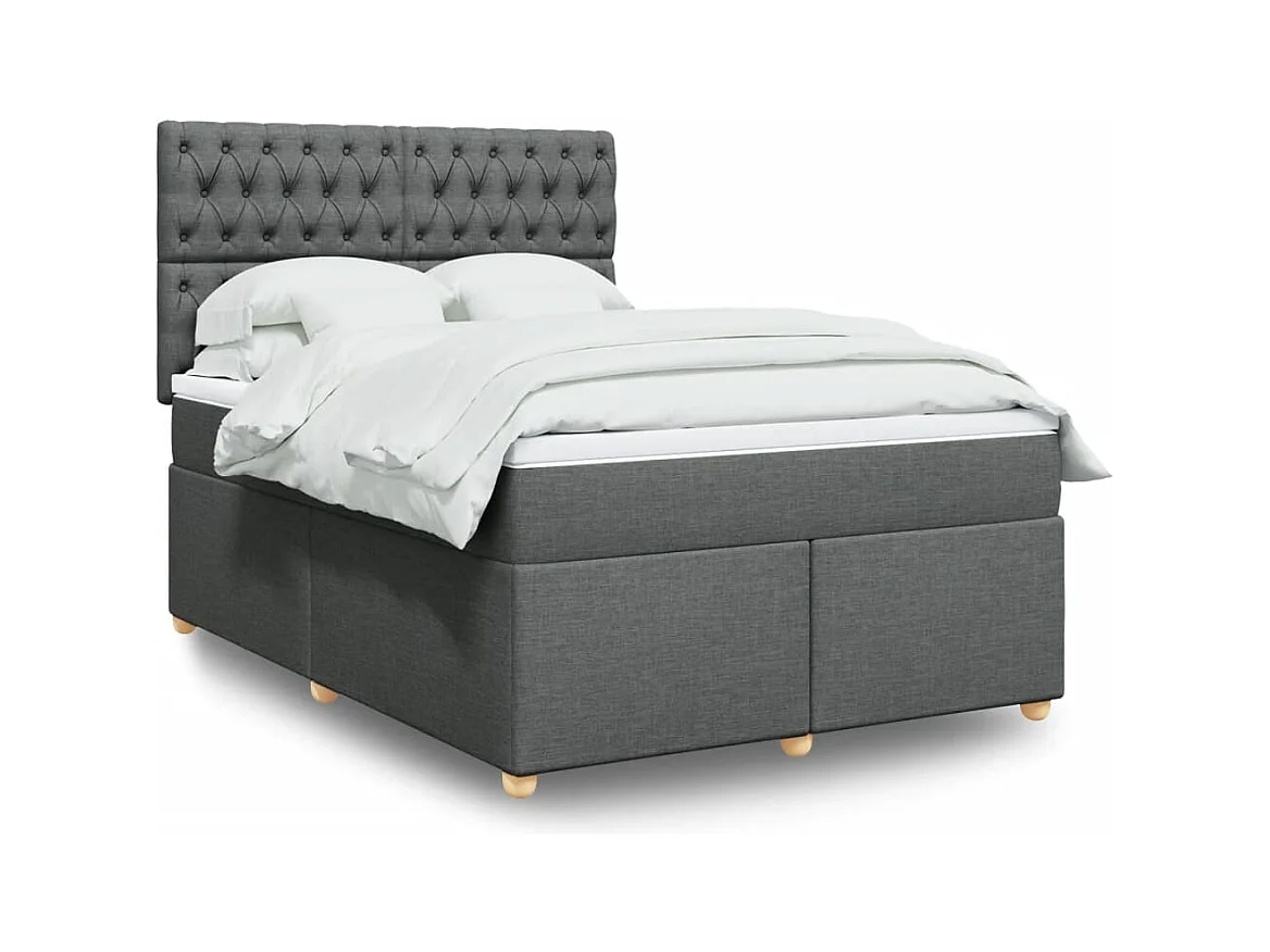 Sommier à lattes de lit avec matelas Gris foncé 140x200cm Tissu