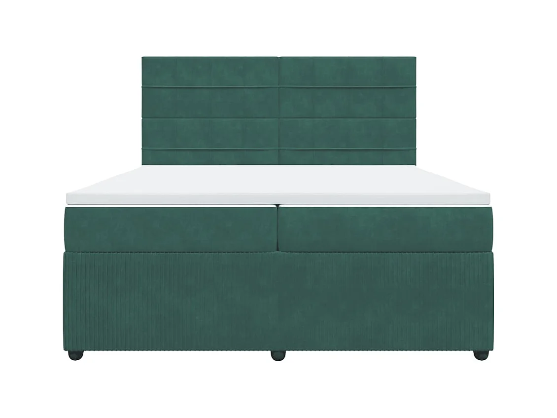 Sommier à lattes de lit et matelas Vert foncé 200x200cm Velours