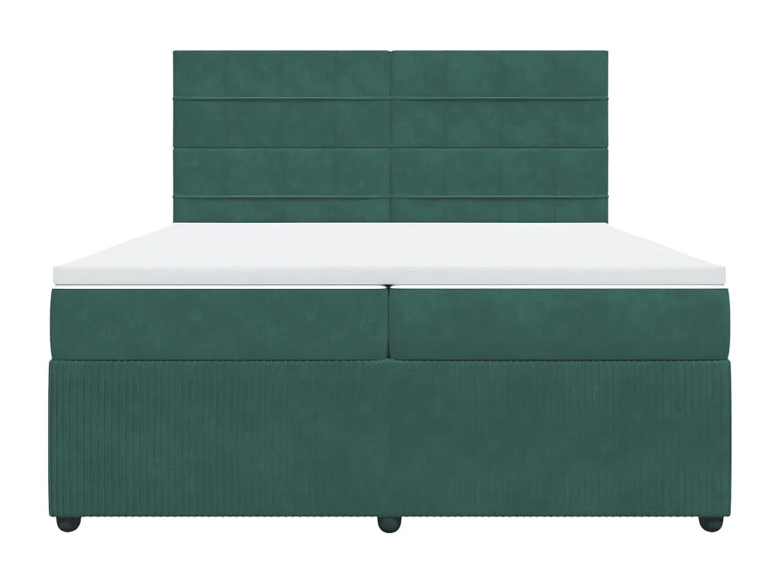 Cama com molas/colchão 200x200 cm veludo verde-escuro