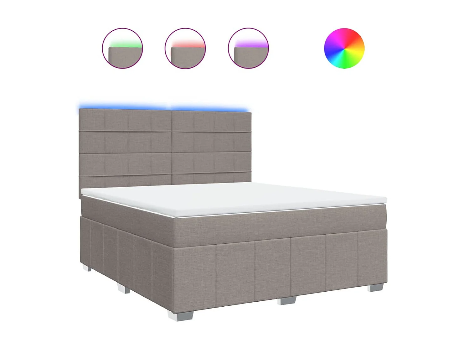 Cama box spring con colchón tela gris taupe 180x200 cm