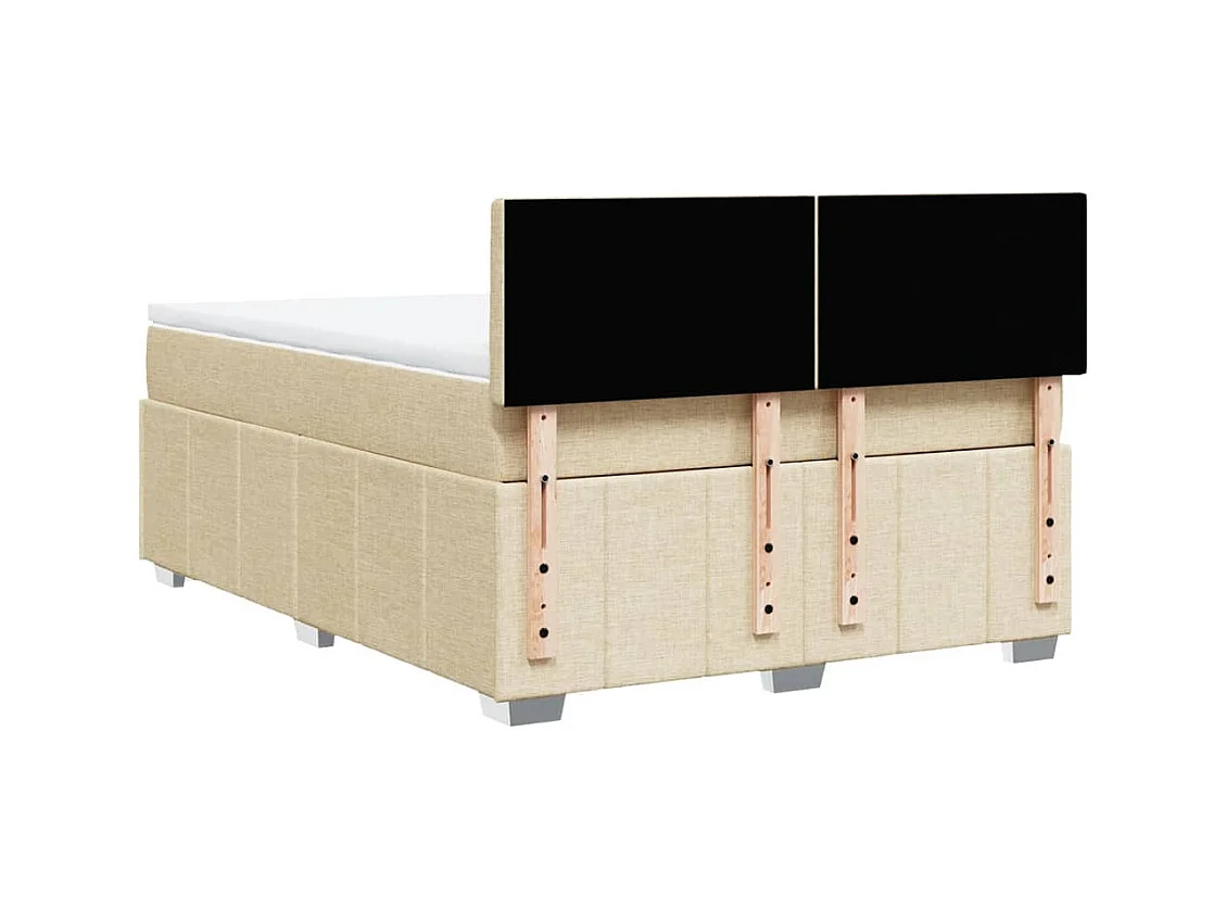 Sommier à lattes de lit avec matelas Crème 140x190 cm Tissu