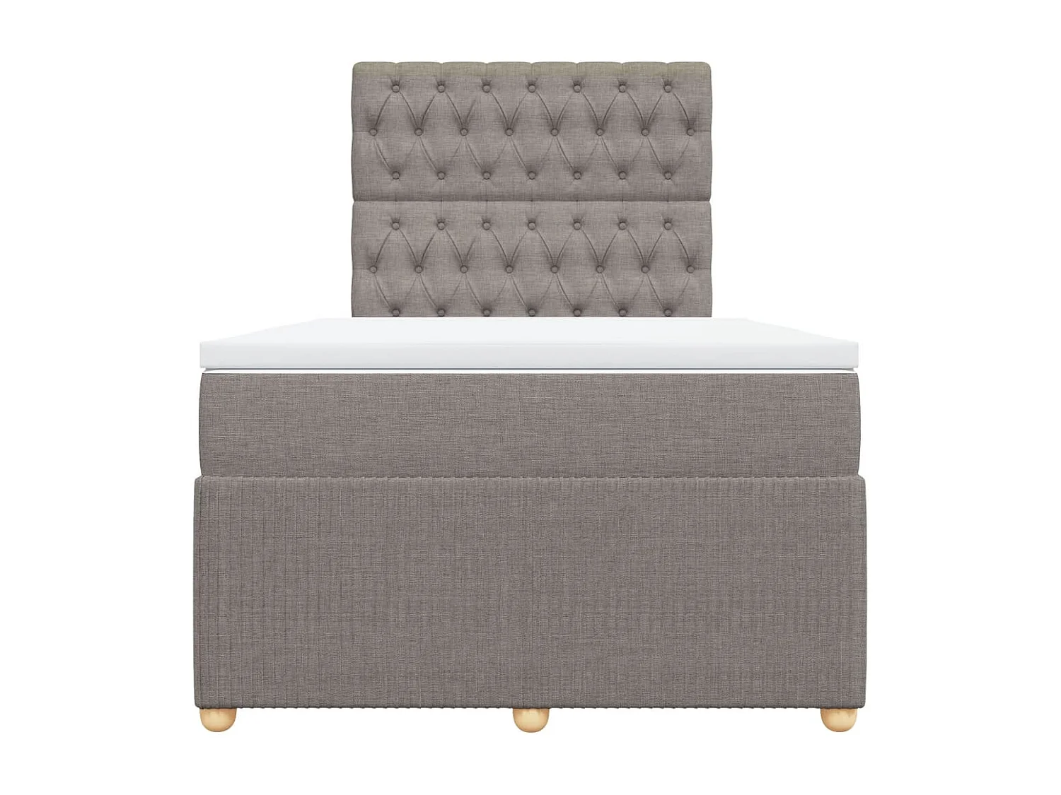 Cama box spring con colchón tela gris taupe 120x200 cm
