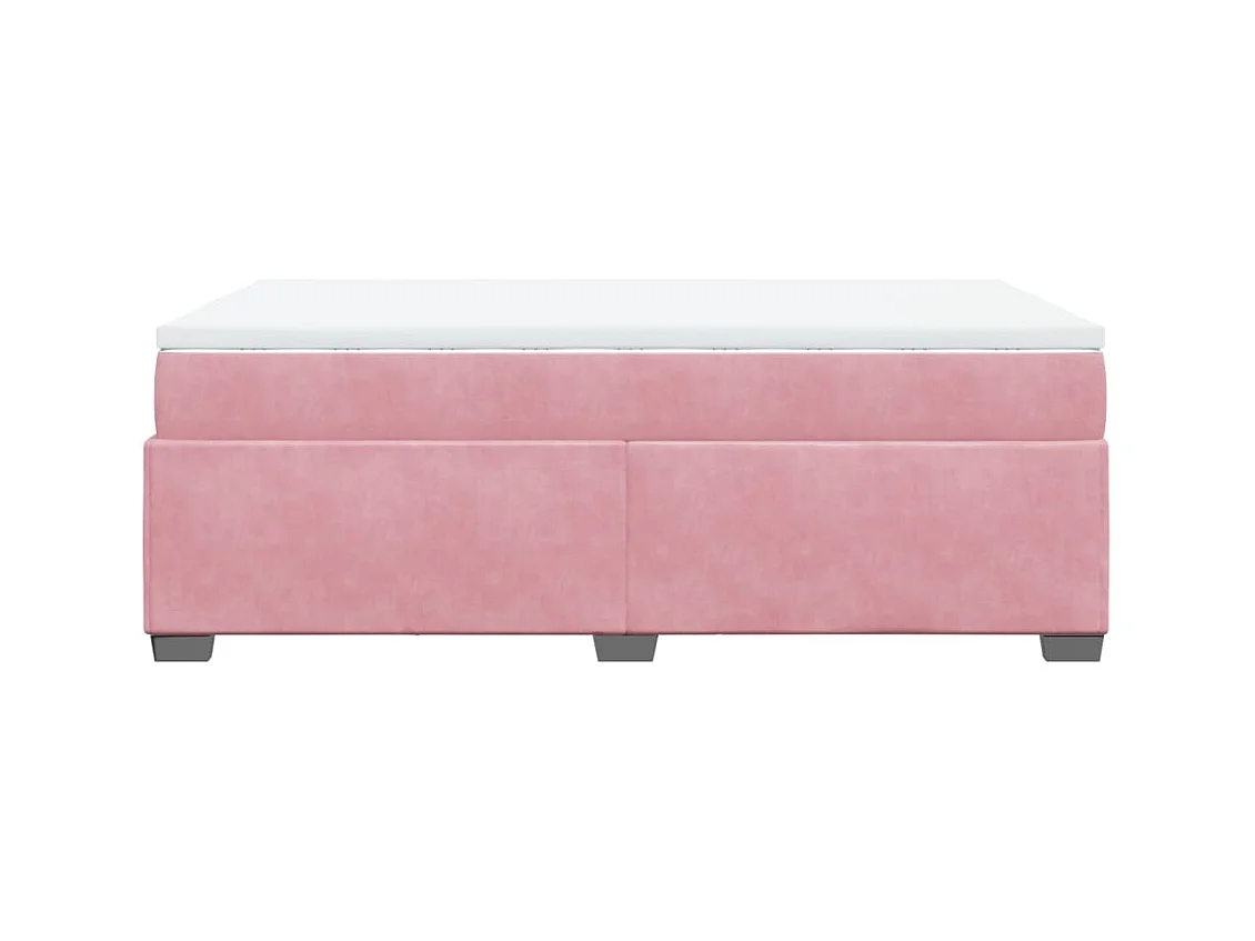 Sommier à lattes de lit avec matelas rose 120x190 cm velours