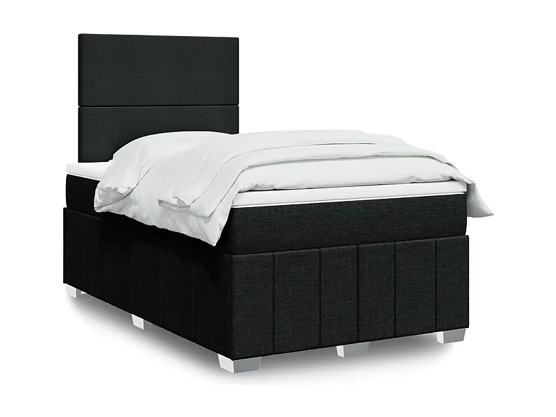Cama box spring con colchón tela negro 120x190 cm