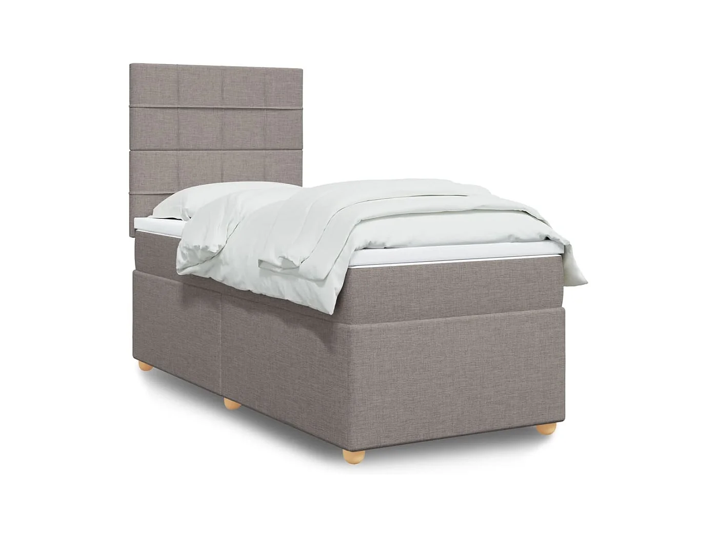 Cama com molas/colchão 100x200 cm tecido cinza-acastanhado