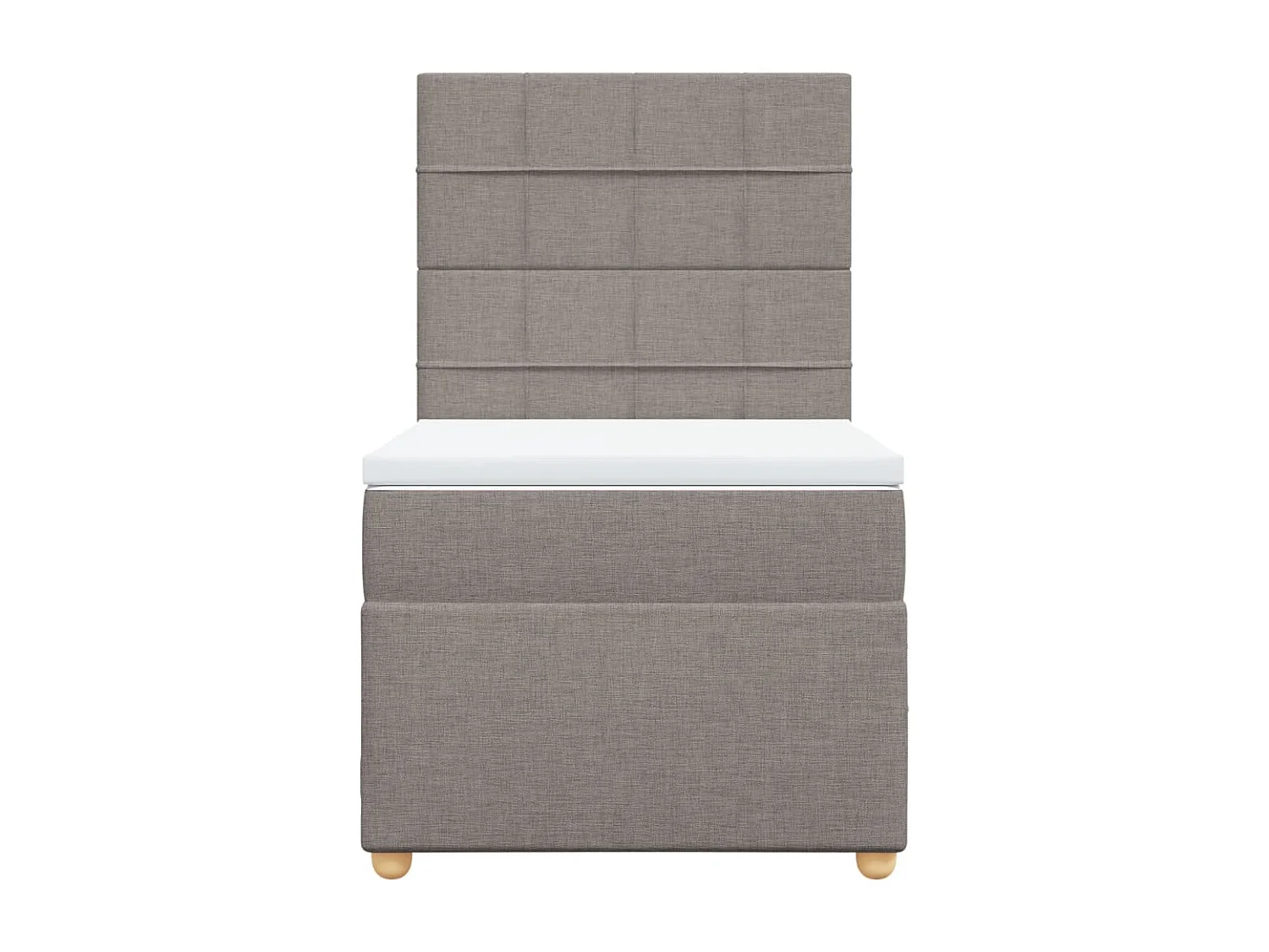 Cama box spring con colchón tela gris taupe 100x200 cm