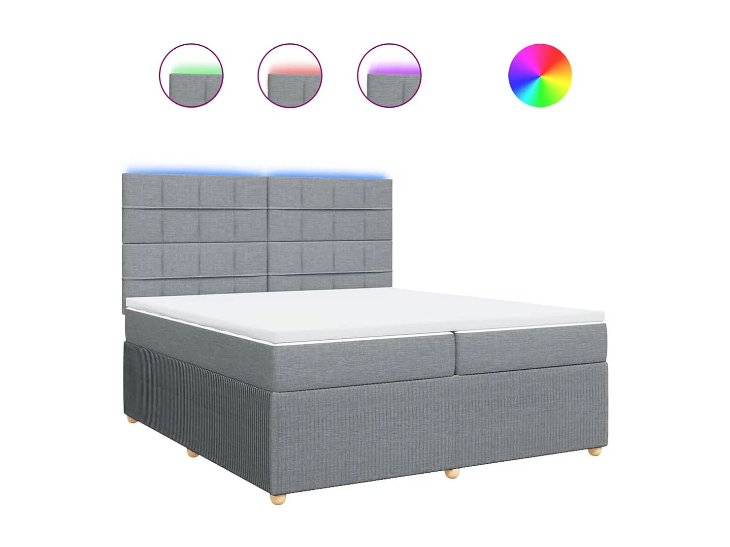 Cama box spring con colchón tela gris claro 200x200 cm