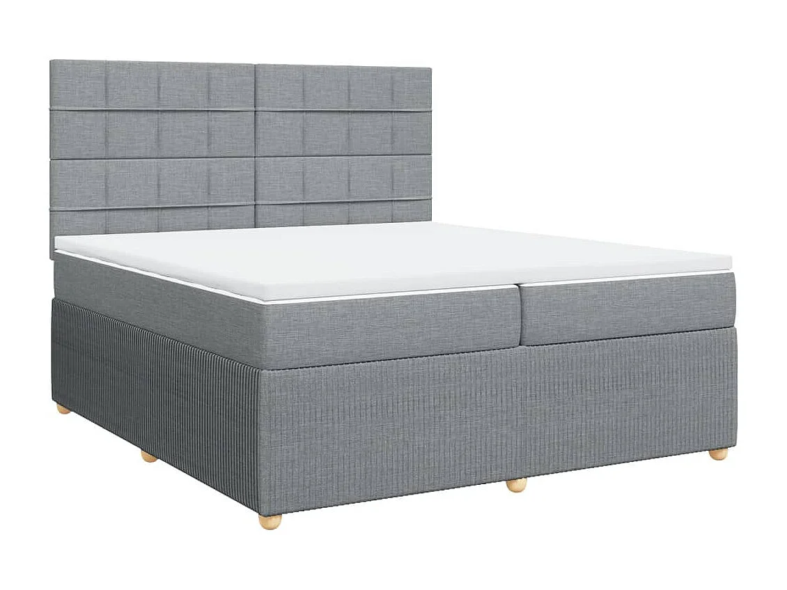Cama box spring con colchón tela gris claro 200x200 cm