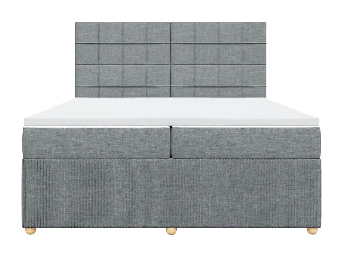 Cama box spring con colchón tela gris claro 200x200 cm
