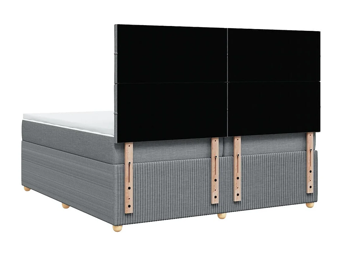 Cama box spring con colchón tela gris claro 200x200 cm