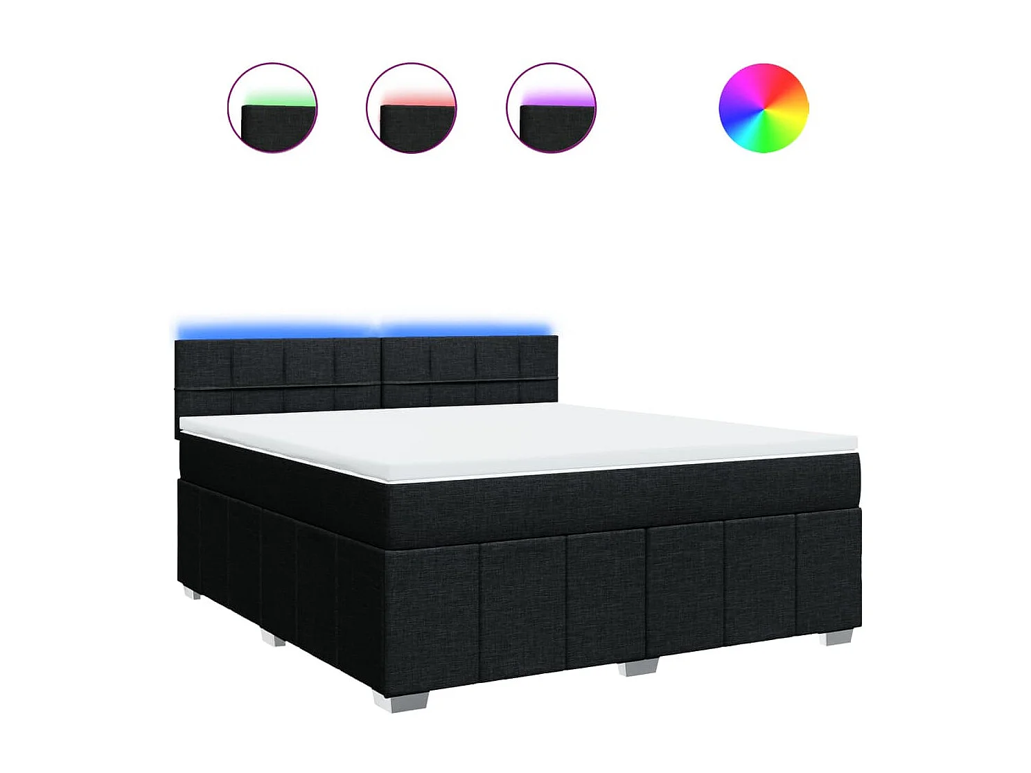 Sommier à lattes de lit avec matelas Noir 180x200 cm Tissu