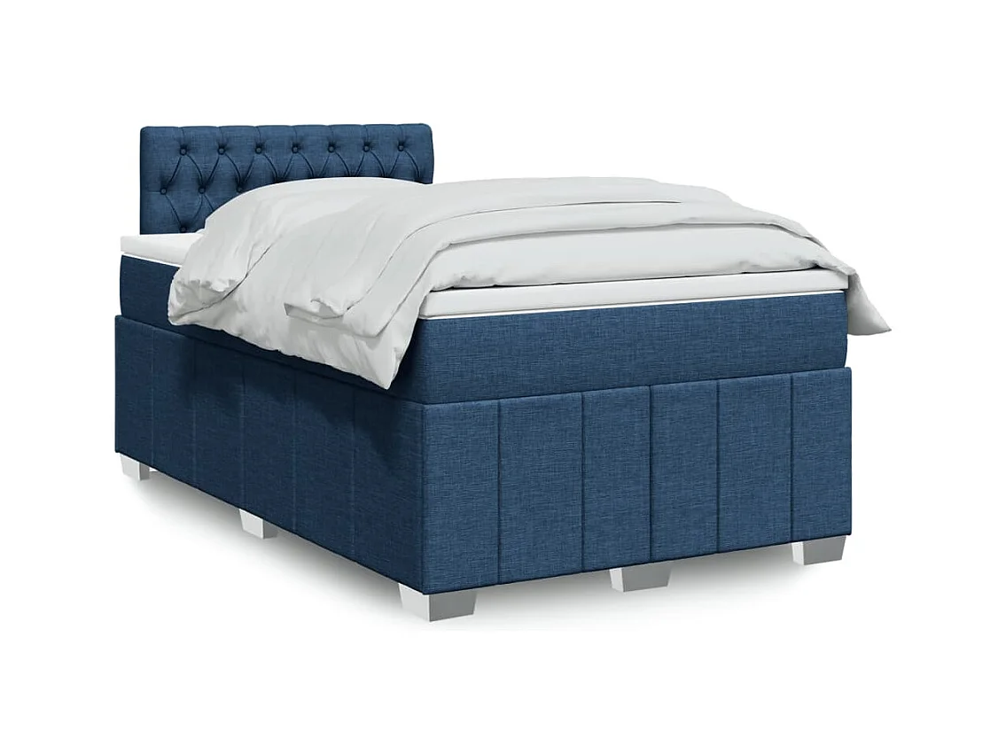 Sommier à lattes de lit avec matelas Bleu 120x200 cm Tissu