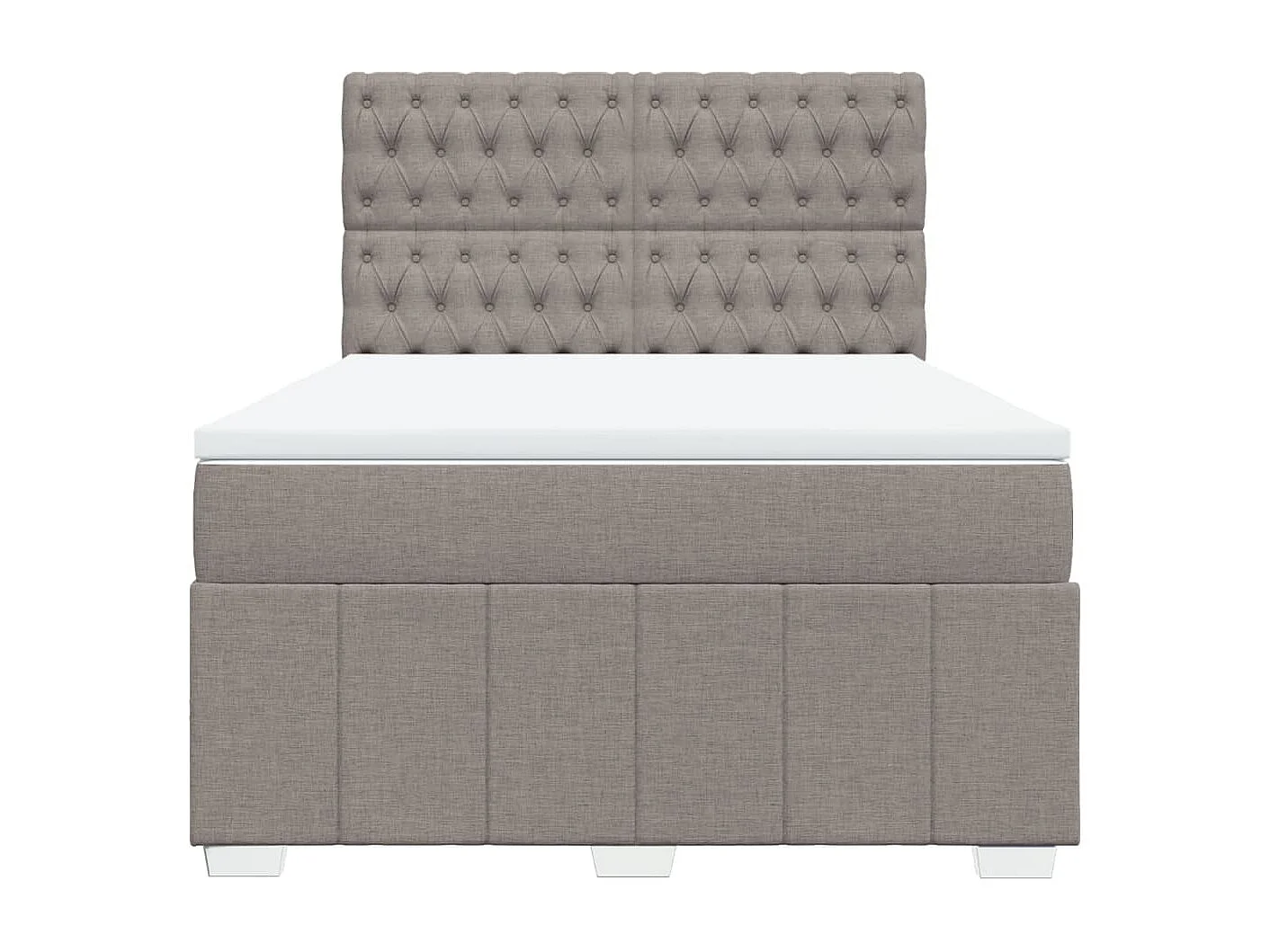 Cama box spring con colchón tela gris taupe 160x200 cm