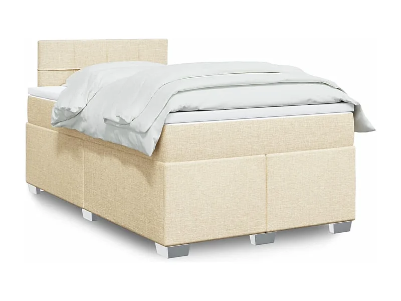 Cama boxspring com colchão 120x190 cm tecido cor creme