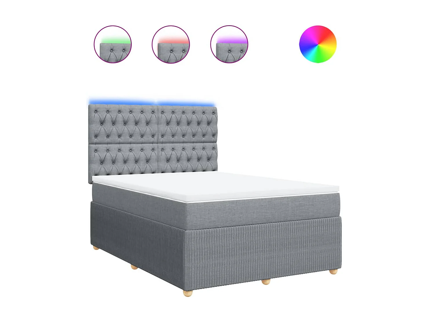 Sommier à lattes de lit avec matelas Gris clair 140x200cm Tissu