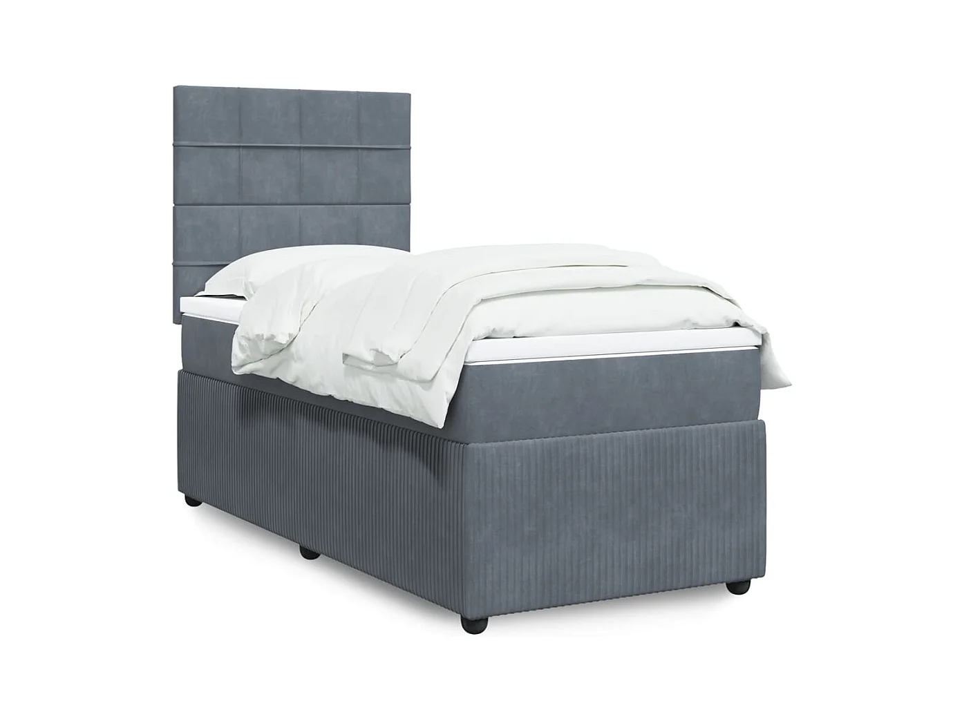 Boxspring met matras fluweel donkergrijs 90x200 cm